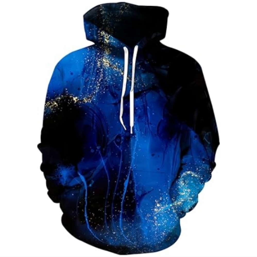 3D Print Pullover Hoodie Sweatshirt Women /Men Black /Blue